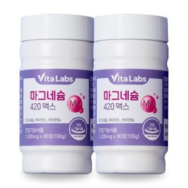 Vitalabs 비타랩스 마그네슘 420 맥스 눈떨림 임산부 영양제 B1 B6 1200mg X 90정 2통 VitaLabs Magnesium 420 Max Eye Twitching Pregnancy Supplement B1 B6 1200mg X 90 Tablets 2 Bottles