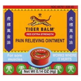 Tiger Balm, Red Pocket Size Tin, Extra Strength Tiger Balm 4 g Balm