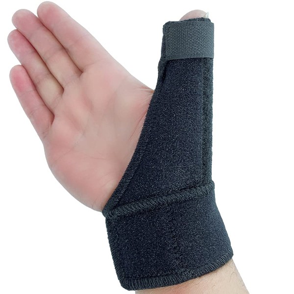 Reversible Thumb Splint - Thumb Spica Support Brace for BlackBerry Thumb, Trigger Finger, Pain Relief, Arthritis, Sprains, Strains, Carpal Tunnel & Trigger Thumb Immobilizer - Wrist Strap (Black)