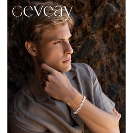 Geveay 6 Pcs Silver Chain Bracelets for Men Adjustable Stainless Steel Silver Bracelet Sturdy Box Rope Snake Figaro Cuban Link Silver Chain Bracelet Set 7.1+1.2 Inches