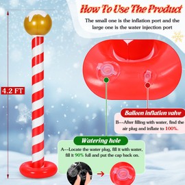 Simgoing 2 Pcs Christmas Inflatable Outdoor Decorations 4.3 ft Christmas North Pole Inflatable Column Decoration for Winter Xmas Lawn Yard Garden Home Decor