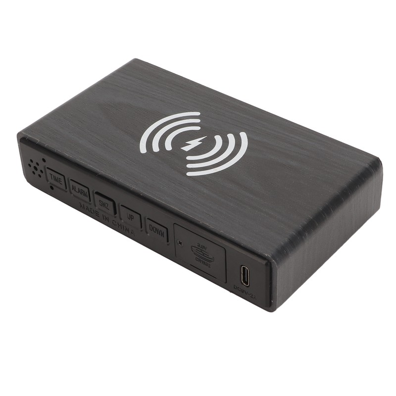 Black Wood Clock Digital Decoration White Light Wooden LED Clock