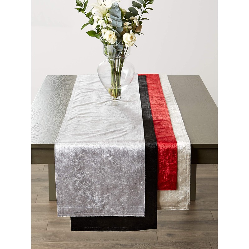 DII Velvet Collection Tabletop, Table Runner, 14x72, Cream