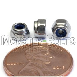 MonsterBolts (10) M2.5-0.45 / 2.5mm - Nylon Insert Hex Lock Nut, DIN 985 A2 Stainless Steel