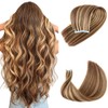 Tape in Hair Extensions Human Hair 4/27 Highlight Brown Straight