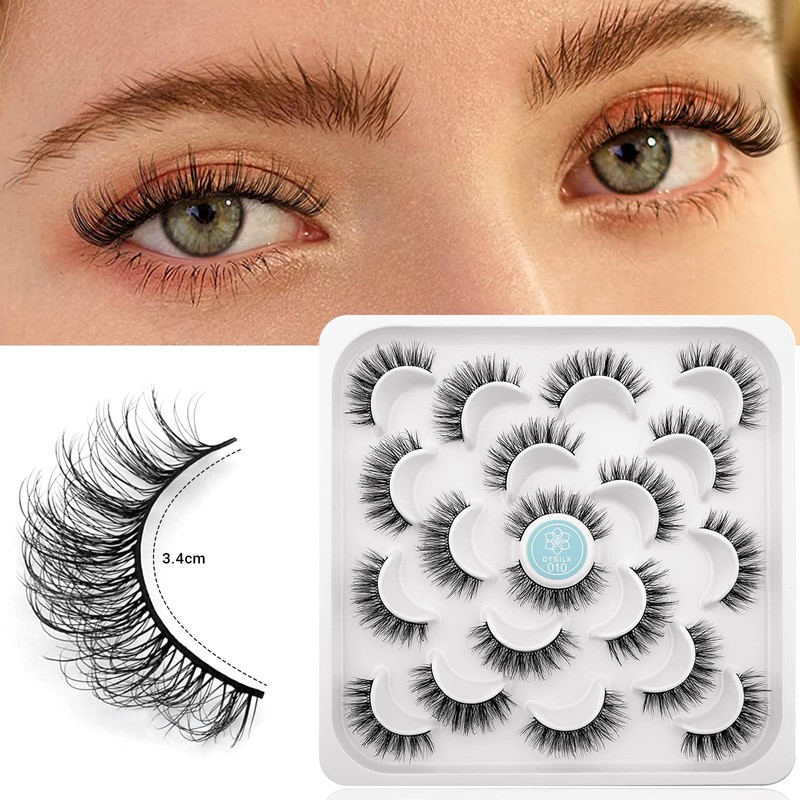 DYSILK Mink Eyelashes Strip Lashes - D Curl Lashes 10