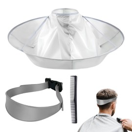 Qiuruoo Self Haircut Cape Kit for Men，Fade Guide for Men Haircut，Hair Cutting Kit Includes Hair Cutting Cape, Adjustable Hair Trimming Guide, Comb，for Adults and Kids, Salon and Home Use(Gray)