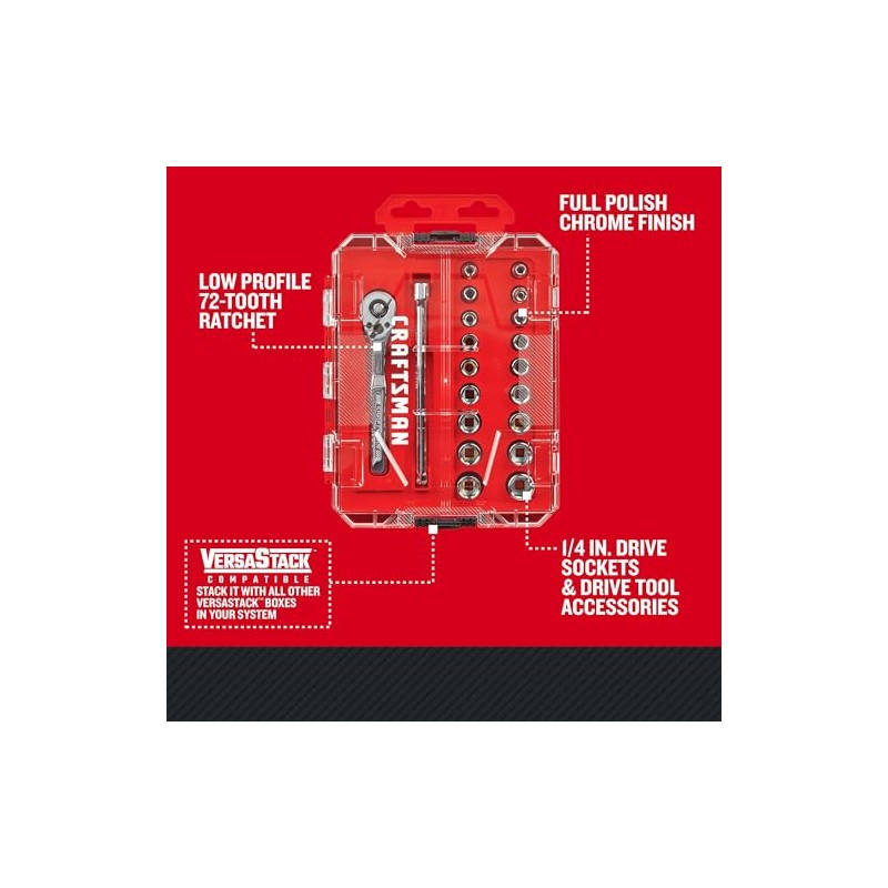 CRAFTSMAN Mechanics Tool Set, 1/4 Inch Drive, 20 Piece (CMMT12108)