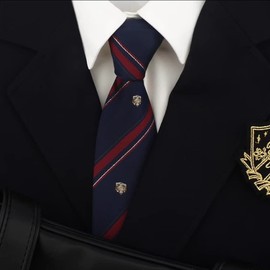 BACISEN Necktie, Uniform, School Tie, Hand Tie, Girls, JK, High School Students, Boys, Middle School, Commuting to Work or School, Cosplay, Striped Tie (Navy)