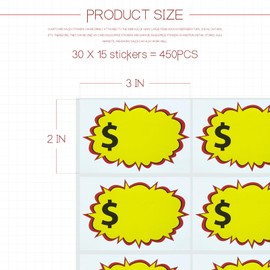 450 Pcs Garage Sale Stickers,2"x3" Yard Sale Price Stickers with Blank Writing Space Removable Rummage Sale Stickers Price Tag Stickers for Flea Markets Yards Sales and Estate Sales