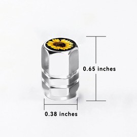 Metal Sunflower Car Wheel Tire Valve Stem Caps 4 Pack Cool Sunflower Pattern Aluminum Car Tire Air Valve Caps for Cars, Trucks, Bikes, Motorcycles, Bicycles, Corrosion Resistant