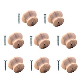 TERFÂ® Traditional Unlacquered Pine Wooden Cupboard Cabinet Door Knob 35mm Drilled Wood Knob With Fixing For Chest Drawer Cupboard Kitchen Wardrobe Door Pull Handle Knobs - Pack of 8