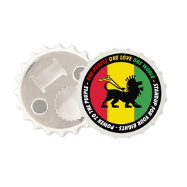 Rasta Flag Lion of Zion Magnetic Bottle Cap Opener Fridge Magnet one Love