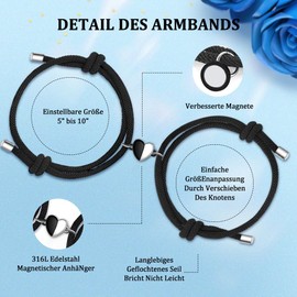 Couple Bracelet Magnet – Partner Bracelet for Long Distance Relationship, Gifts for Boyfriend, Christmas, His and Her Valentine's Day, Couple Gift for Couples