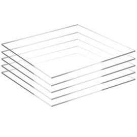 5 Pack 12" x 12" Clear Square Acrylic Sheets 1/8" Thick (3mm) Cast Acrylic Plexiglass Sheet Transparent Plastic Sheets for Sign, Laser Engraving and Cutting, Crafting, DIY Display Projects