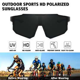 STORYCOAST Sports Polarized Sunglasses for Men Women Fishing Cycling Driving Baseball Bike Sunglasses UV400 Protection Black Frame/Gray Lens