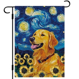 DLZDN Sunflower Dog Garden Flag Golden Retriever Garden Flag 12×18 Inch Double Side Vertical Burlap Farmhouse Yard Flag Spring Summer Seasonal Outdoor House Decoration