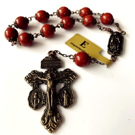 elegantmedical car rosary Carnelian Beads Catholic Prayer one decade rosary bracelet Bronze Pardon cross Gift