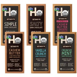 Dark Chocolate Bar Variety Pack, 6 Flavors 2.1 Oz Bars - Healthy Snack, Vegan, Paleo, Gluten-Free -No Dairy, No Refined Sugar, 6 Pack
