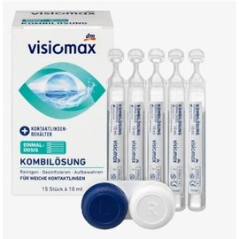 Visiomax Kombilösung Einmaldosis für weiche Kontaktlinsen, mit Kontaktlinsenbehälter, 15 x 10 ml, 150 ml