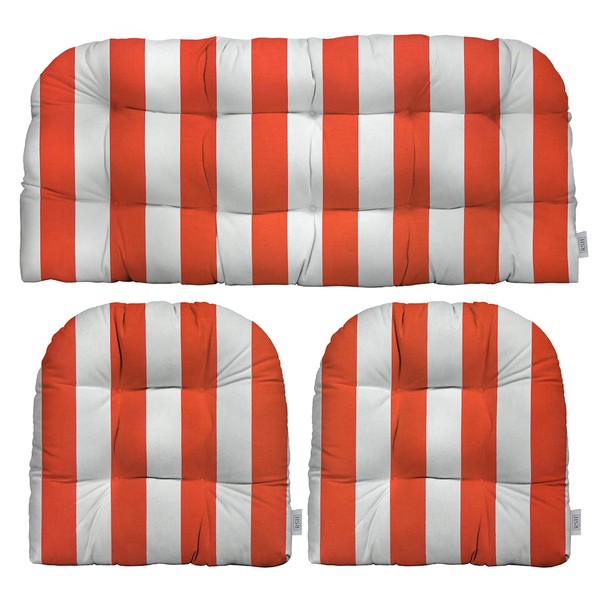 RSH DECOR: 3-Piece Wicker Tufted Cushion Set | 44” x