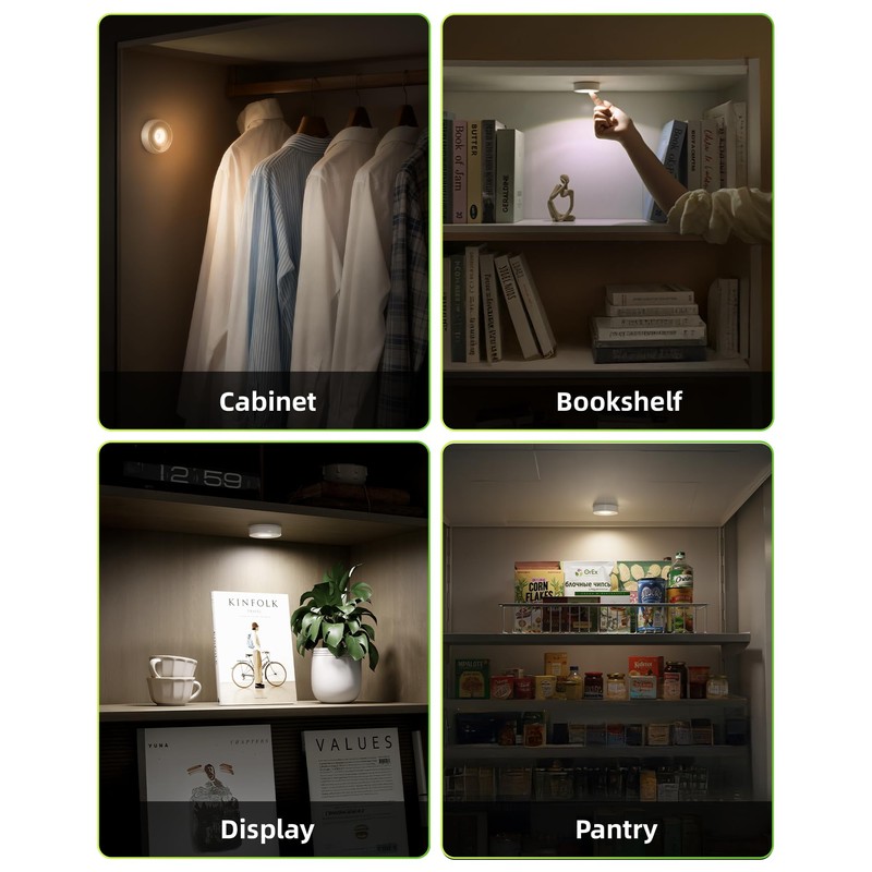 EZVALO LED Puck Lights, Rechargeable Sitck On Tap Lights, Wireless