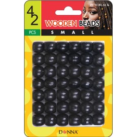 DONNA Wooden Beads Small 42pcs, Hair Beads for Hair Jewelry Making Kit DIY Hair Braiding Bracelet Ornaments Crafts Black Color