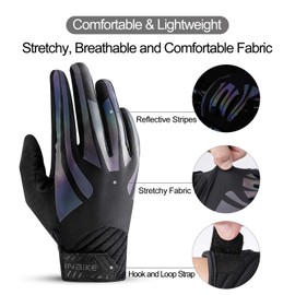 INBIKE Cycling Gloves Men's Long MTB Gloves Women Breathable Elastic Non-Slip Touchscreen Cycling Gloves for Cycling Downhill Road Cycling Black & Glare S