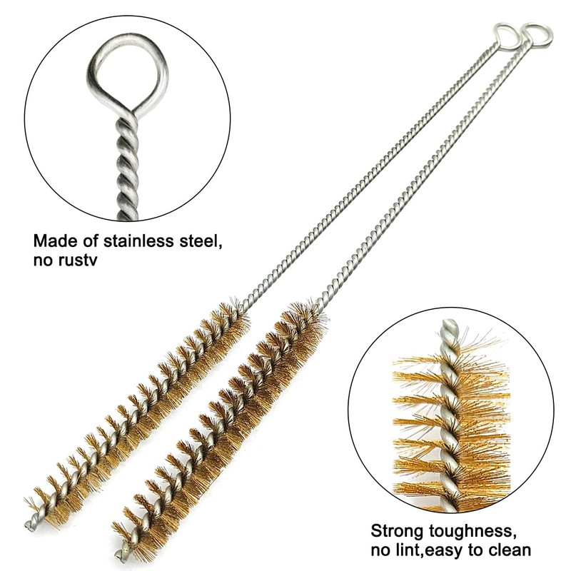 7 Pcs Brass Wire Tube Brushes Bottle Brush Set,11Inch Long