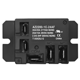 Power Relay AZ2280-1C-24AF (Pack of 2) - 24VAC 30A 277VAC 28VDC, 5Pins 1 Form C SPDT, Quick Connect Normally Closed