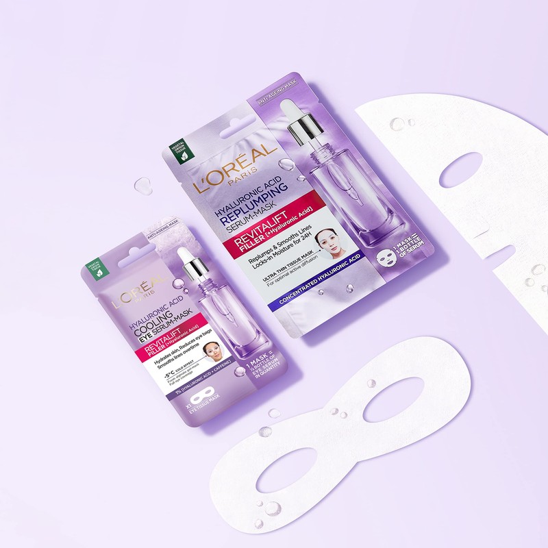 L'Oréal Paris, Replumping Sheet Mask, Hydrating & Smoothing, Revitalift Filler,