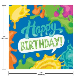 Trendware Paint Splatter "Happy Birthday" Napkins, 48 ct