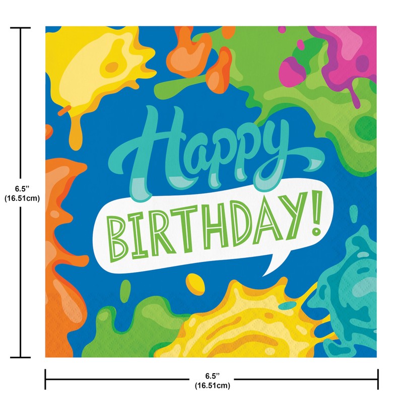 Trendware Paint Splatter "Happy Birthday" Napkins, 48 ct