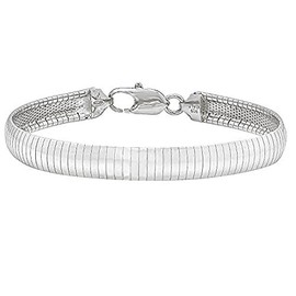 4mm Sterling Silver Italian Flat Omega Chain Collar Necklace or Bracelet 7" Long(Lengths 7",8",16",18",20",24")