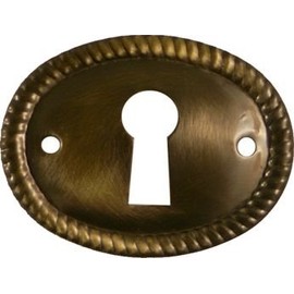 Oval Antique Brass Decorative Keyhole Cover | 1-1/8" H x 1-1/2" W | Keyhole Escutcheon Plate for Cabinet Door, Dresser Drawers, Desk | Antique, Modern Furniture Hardware | UA-249-AB