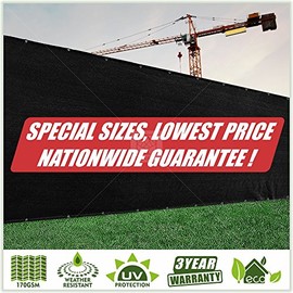 ColourTree Customized Size Fence Screen Privacy Screen Black 5' x 16' - Commercial Grade 170 GSM - Heavy Duty - 3 Years Warranty - Cable Zip Ties Included