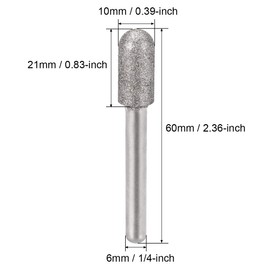 uxcell Diamond Burrs Bits Grinding Drill Carving Rotary Tool for Glass Stone Ceramic 120 Grit 1/4" Shank 10mm Cylinder Ball Nose 5 Pcs