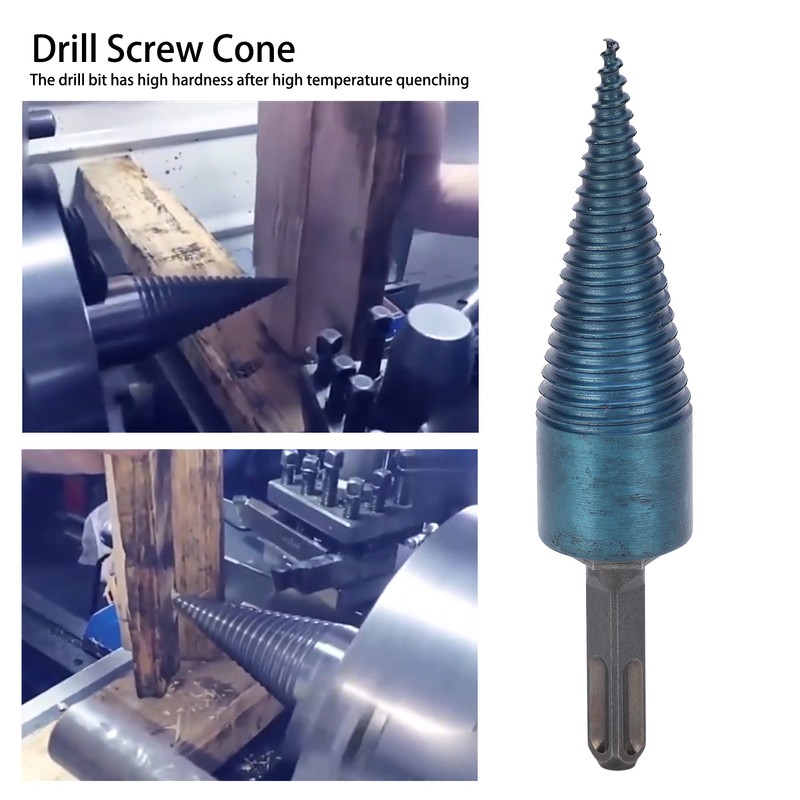 Screw Cone Drill Bit Square Shank Firewood Splitter Drilling Wood