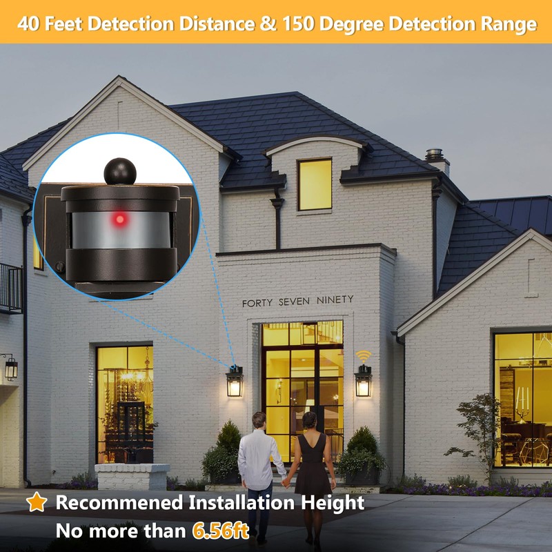 Motion Sensor Outdoor Wall Lantern with Remote Control, Dusk to