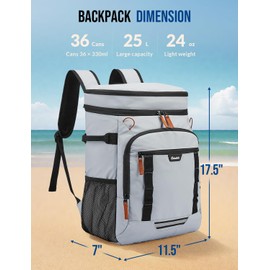 Celvetch Backpack Cooler Insulated Leak Proof 36/40 Cans Large Capacity Soft Insulated Cooler Bag Lightweight Lunch Backpack for Men Women Work Travel Beach Camping Picnic Hiking - Grey