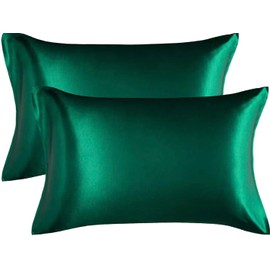 Satin Pillowcase for Hair and Skin Silk Pillow Case 2 Pack, Standard, Queen, and King Size, Slip Cooling Set of 2 with Envelope Enclosure