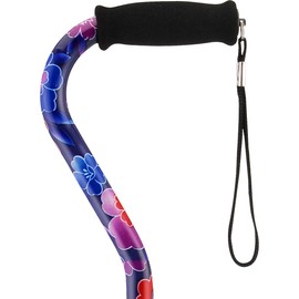 NOVA Designer Quad Cane, Lightweight Four Legged Cane with Soft Grip Handle & Wrist Strap, Height (for users 4’11” - 6’3”) and Left or Right Adjustable, Maui Flowers Design