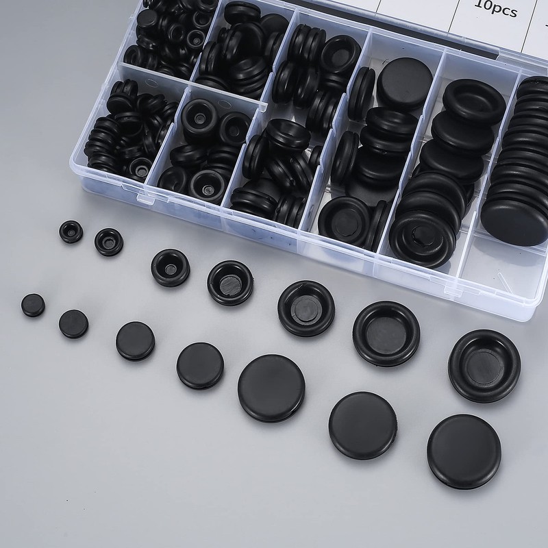 Rubber Cable Grommet, 200 Pieces Rubber Grommet Cable Gland Set,