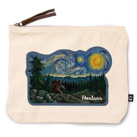 Lantern Press Montana, Starry Night, Bigfoot, 100% Cotton Zipper Pouch, Travel Accessory, Go Bag
