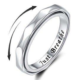 SOLOLIKE Spinner Anxiety Ring for Women: Sterling Silver High-Polished Spinning Fidget Rings for Men - Cute Anti Stress Relief Band Ring Jewelry Gifts for Daughter Son