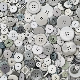 Qovydx 650Pcs Gray Buttons for Crafts Grey Craft Buttons Assorted Buttons Bulk for Art, DIY Crafts, Christmas Decoration