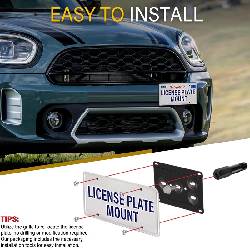 Anti-Theft License Plate Holder Compatible with Mini Cooper R50 R52
