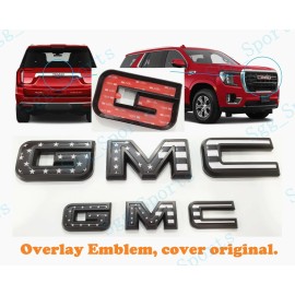 Auto GMC 2021-2024 GMC YUKON YUKON XL Front Rear Black American USA Flag OVERLAY Emblem