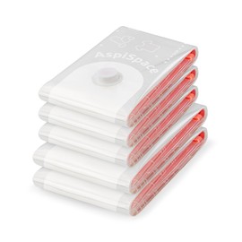 Compactor - Set of 5 vacuum bags - 3 x size M 90 x 55 cm + 2 x size L 100 x 80 cm - compression with vacuum cleaner for clothes, duvets, pillows - space-saving in the cupboard or suitcase