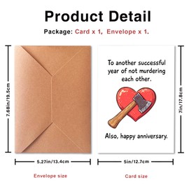 PTRUKD Funny Anniversary Card for Couples, Humorous Love Greeting Card, 5x7 inches, Modern Style, Blank Inside, Envelope Included